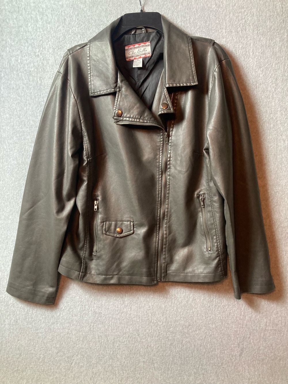Women's gray faux Leather Jacket XL